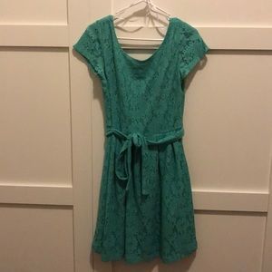 Teal lace dress